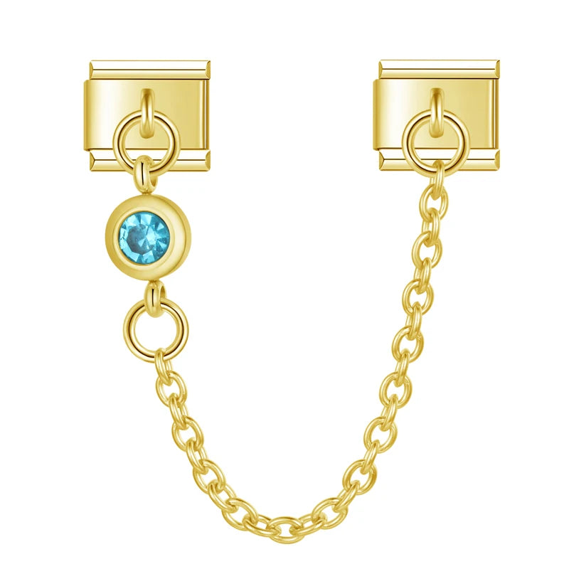 Blue Stone Linked - Gold